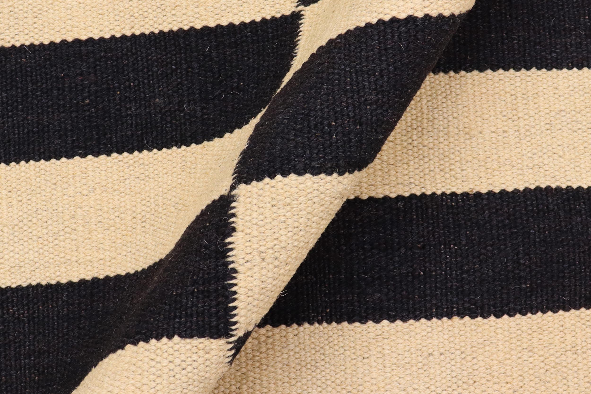 handmade Modern Kilim Beige Black Hand-Woven RUNNER 100% WOOL area rug 3 x 9