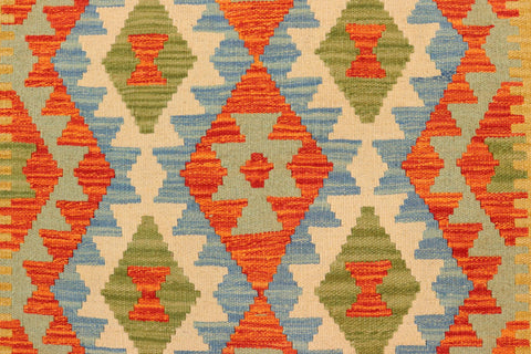 handmade Geometric Kilim Rust Blue Hand-Woven RUNNER 100% WOOL area rug 3 x 10