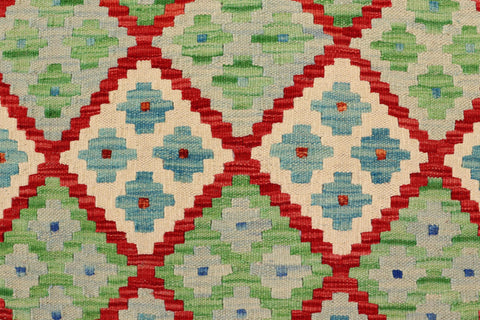 handmade Geometric Kilim Red Blue Hand-Woven RUNNER 100% WOOL area rug 3 x 10