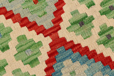 handmade Geometric Kilim Red Blue Hand-Woven RUNNER 100% WOOL area rug 3 x 10