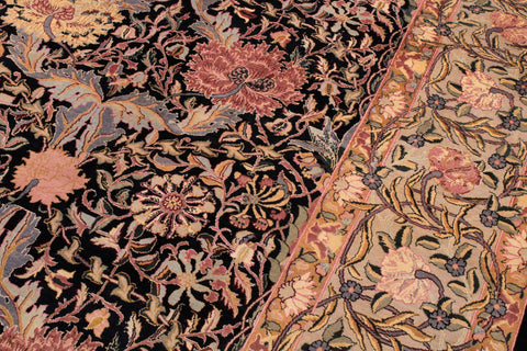 handmade Transitional William Black Taupe Hand Knotted RECTANGLE 100% WOOL area rug 9x12