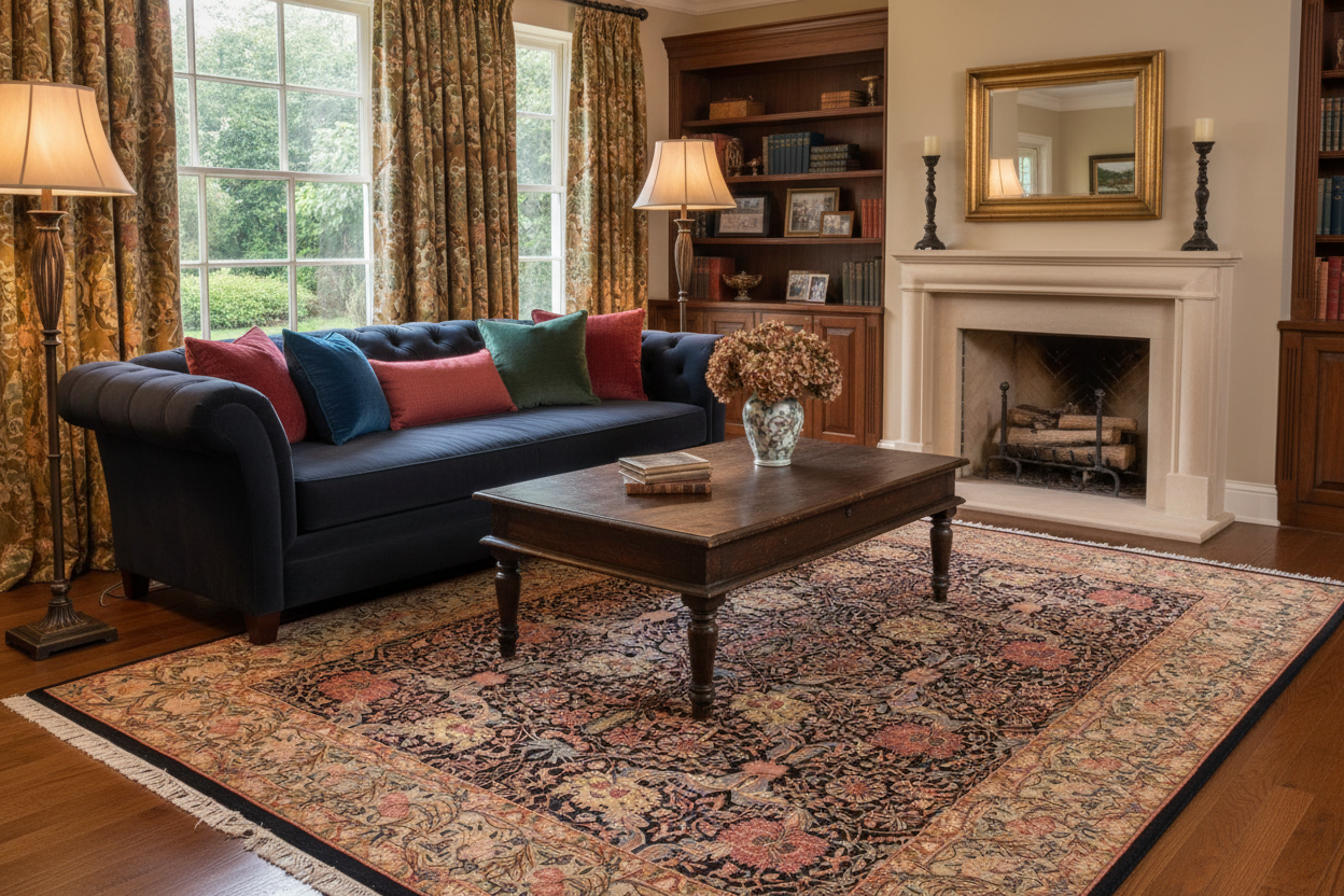 handmade Transitional William Black Taupe Hand Knotted RECTANGLE 100% WOOL area rug 9x12