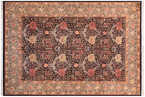 handmade Transitional William Black Taupe Hand Knotted RECTANGLE 100% WOOL area rug 9x12