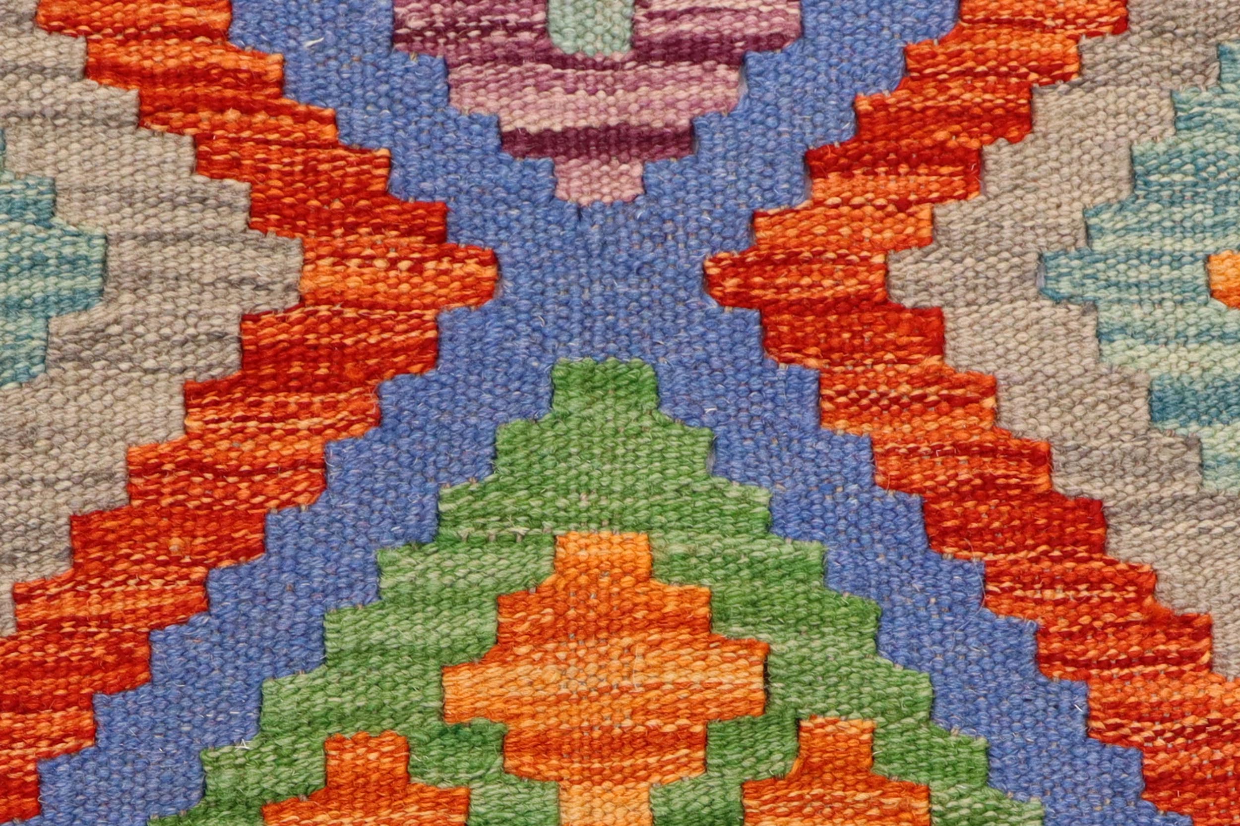 handmade Geometric Kilim Rust Pink Hand-Woven RUNNER 100% WOOL area rug 3' x 6'