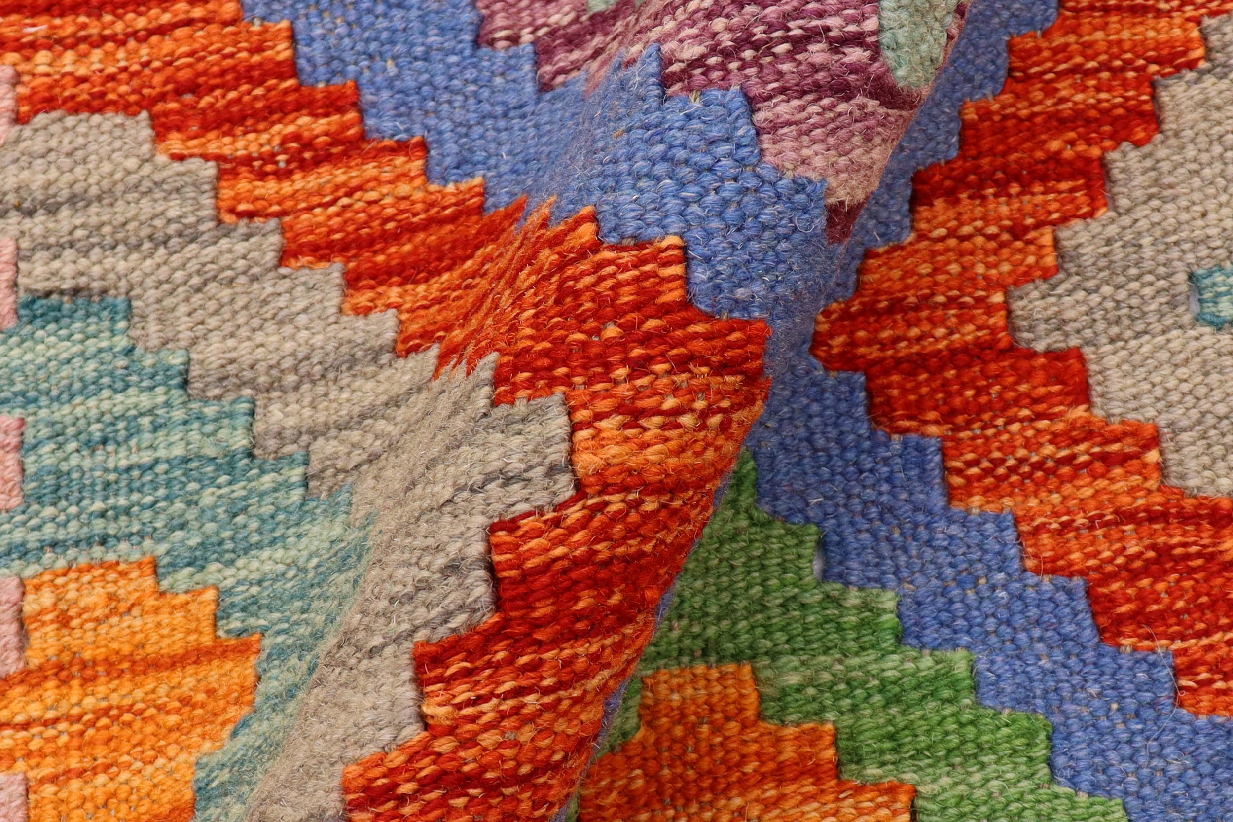 handmade Geometric Kilim Rust Pink Hand-Woven RUNNER 100% WOOL area rug 3' x 6'