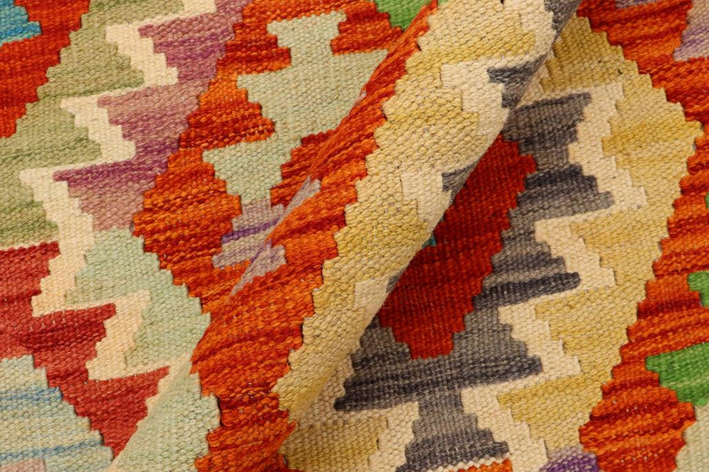 Flat Weave Kilim Antique Navaho Vintage handmade Geometric Kilim Rust Blue Hand-Woven Rectangle 100% Wool Area Rug 5x6 