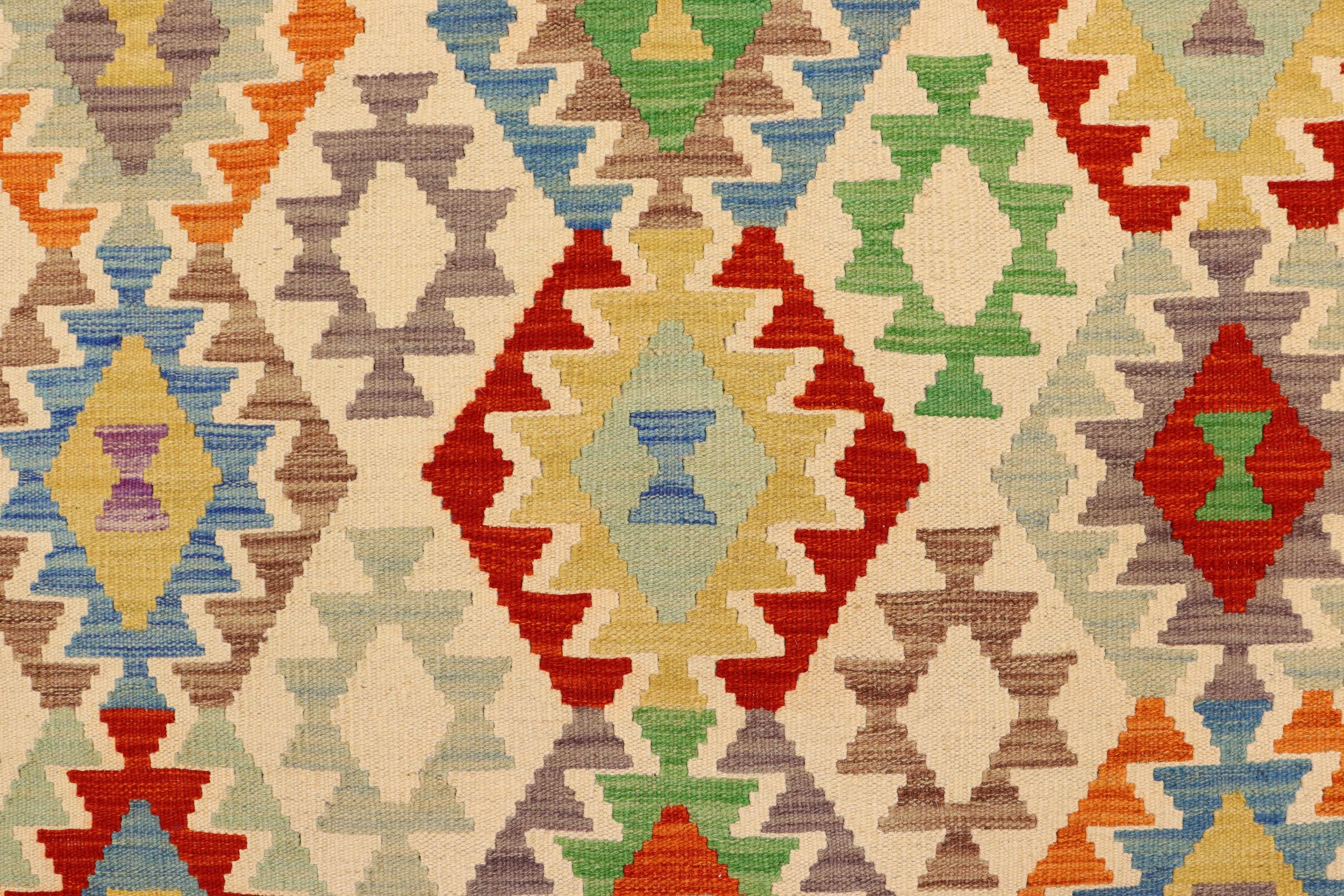 handmade Geometric Kilim Beige Rust Hand-Woven RECTANGLE 100% WOOL area rug 5 x 7