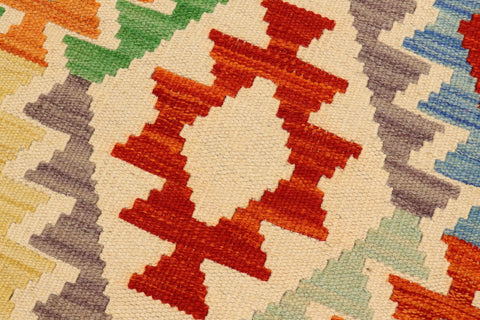 handmade Geometric Kilim Beige Rust Hand-Woven RECTANGLE 100% WOOL area rug 5 x 7