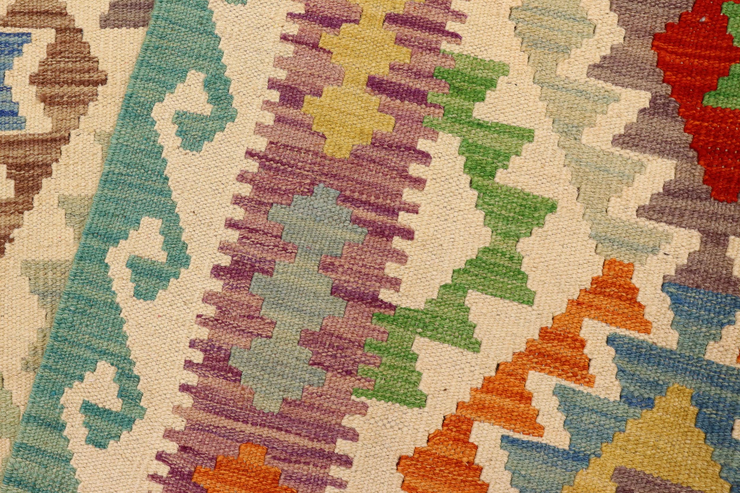 handmade Geometric Kilim Beige Rust Hand-Woven RECTANGLE 100% WOOL area rug 5 x 7