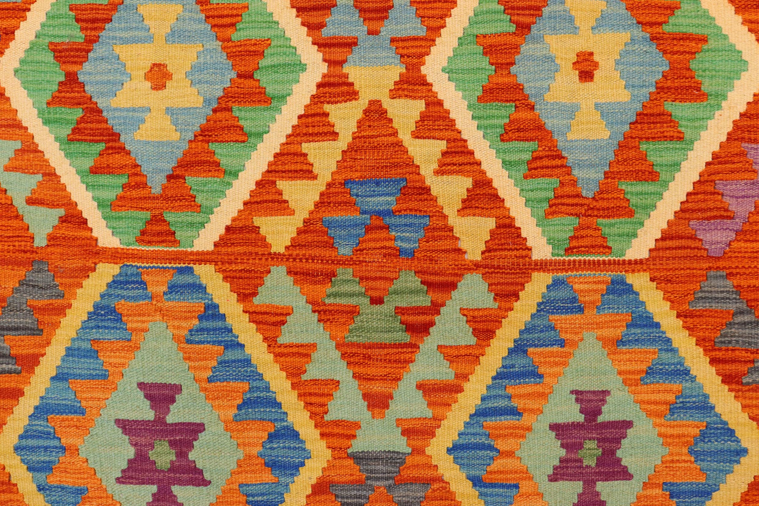 handmade Geometric Kilim Rust Beige Hand-Woven RECTANGLE 100% WOOL area rug 5x6