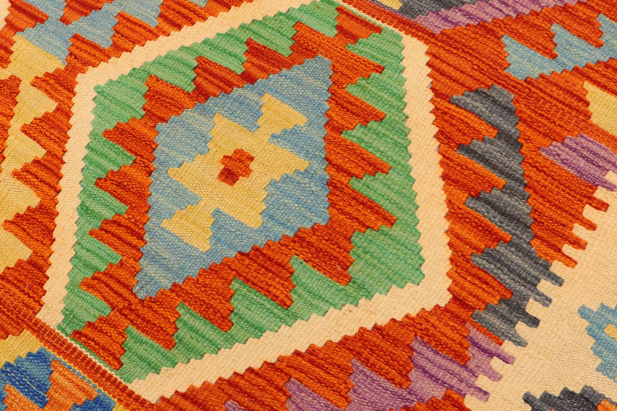handmade Geometric Kilim Rust Beige Hand-Woven RECTANGLE 100% WOOL area rug 5x6