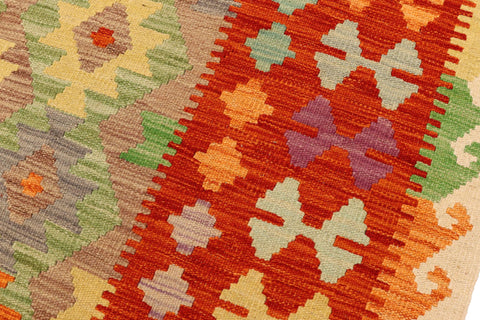 handmade Geometric Kilim Blue Rust Hand-Woven RECTANGLE 100% WOOL area rug 5x6