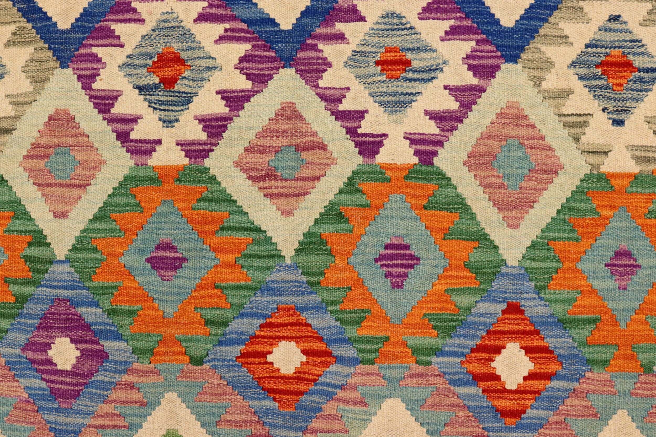 handmade Geometric Kilim Blue Rust Hand-Woven RECTANGLE 100% WOOL area rug 6 x 8