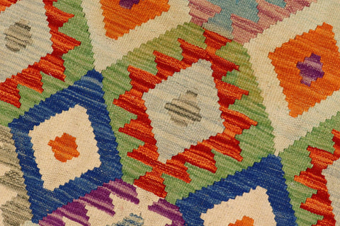 handmade Geometric Kilim Blue Rust Hand-Woven RECTANGLE 100% WOOL area rug 6 x 8