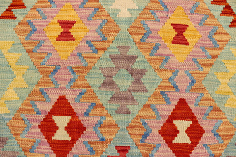 handmade Geometric Kilim Blue Beige Hand-Woven RECTANGLE 100% WOOL area rug 4 x 6