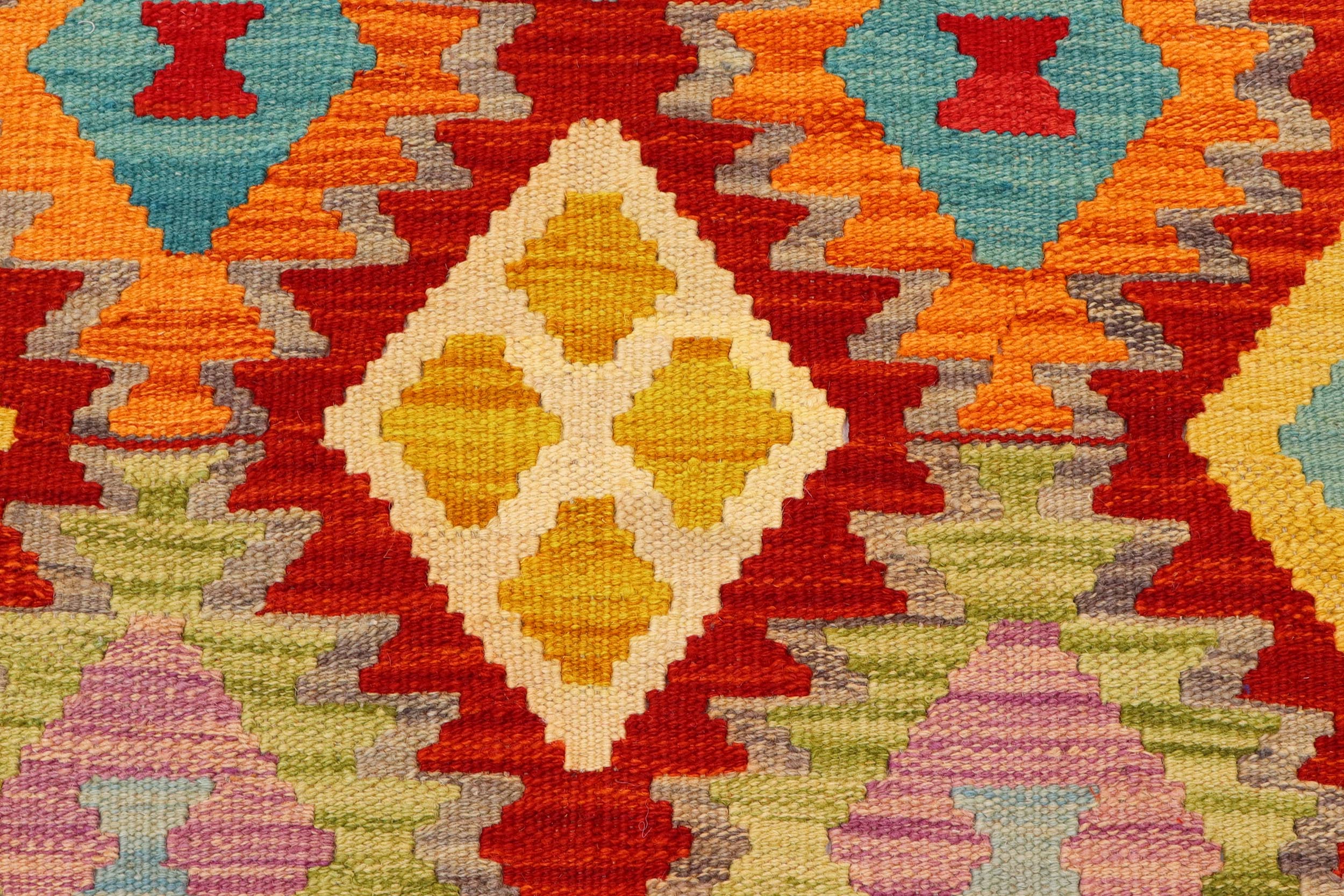 handmade Geometric Kilim Rust Green Hand-Woven RECTANGLE 100% WOOL area rug 4 x 6