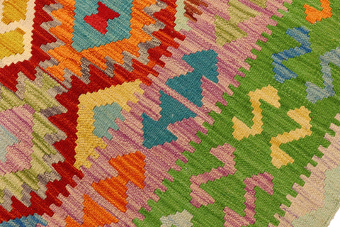 handmade Geometric Kilim Rust Green Hand-Woven RECTANGLE 100% WOOL area rug 4 x 6