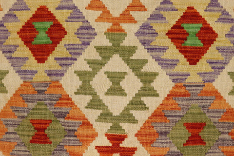 handmade Geometric Kilim Beige Blue Hand-Woven RECTANGLE 100% WOOL area rug 3 x 5