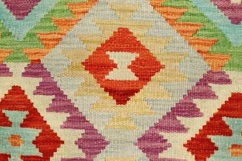 handmade Geometric Kilim Blue Rust Hand-Woven RECTANGLE 100% WOOL area rug 3 x 5