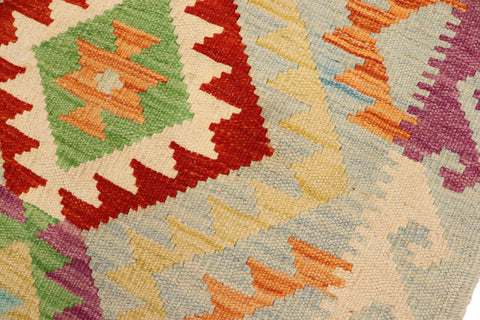 handmade Geometric Kilim Blue Rust Hand-Woven RECTANGLE 100% WOOL area rug 3 x 5