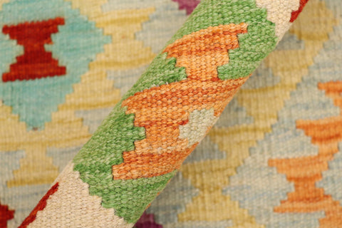 handmade Geometric Kilim Blue Rust Hand-Woven RECTANGLE 100% WOOL area rug 3 x 5