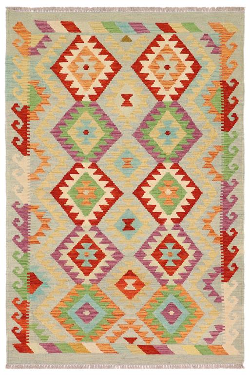 Flat Weave Kilim Antique Navaho Vintage handmade Geometric Kilim Blue Rust Hand-Woven Rectangle 100% Wool Area Rug 3x5 