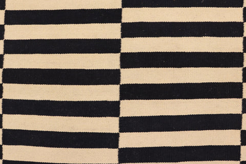 handmade Modern Kilim Beige Black Hand-Woven RECTANGLE 100% WOOL area rug 5 x 8