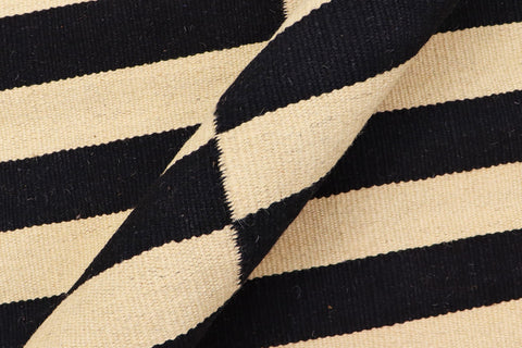 handmade Modern Kilim Beige Black Hand-Woven RECTANGLE 100% WOOL area rug 5 x 8