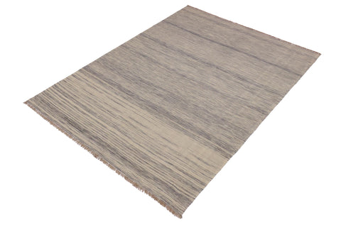 handmade Modern Kilim Gray Gray Hand-Woven RECTANGLE 100% WOOL area rug 6 x 8