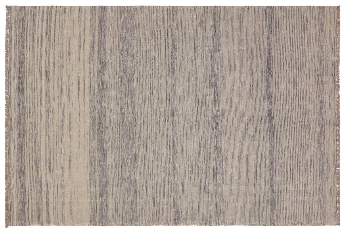 handmade Modern Kilim Gray Gray Hand-Woven RECTANGLE 100% WOOL area rug 6 x 8