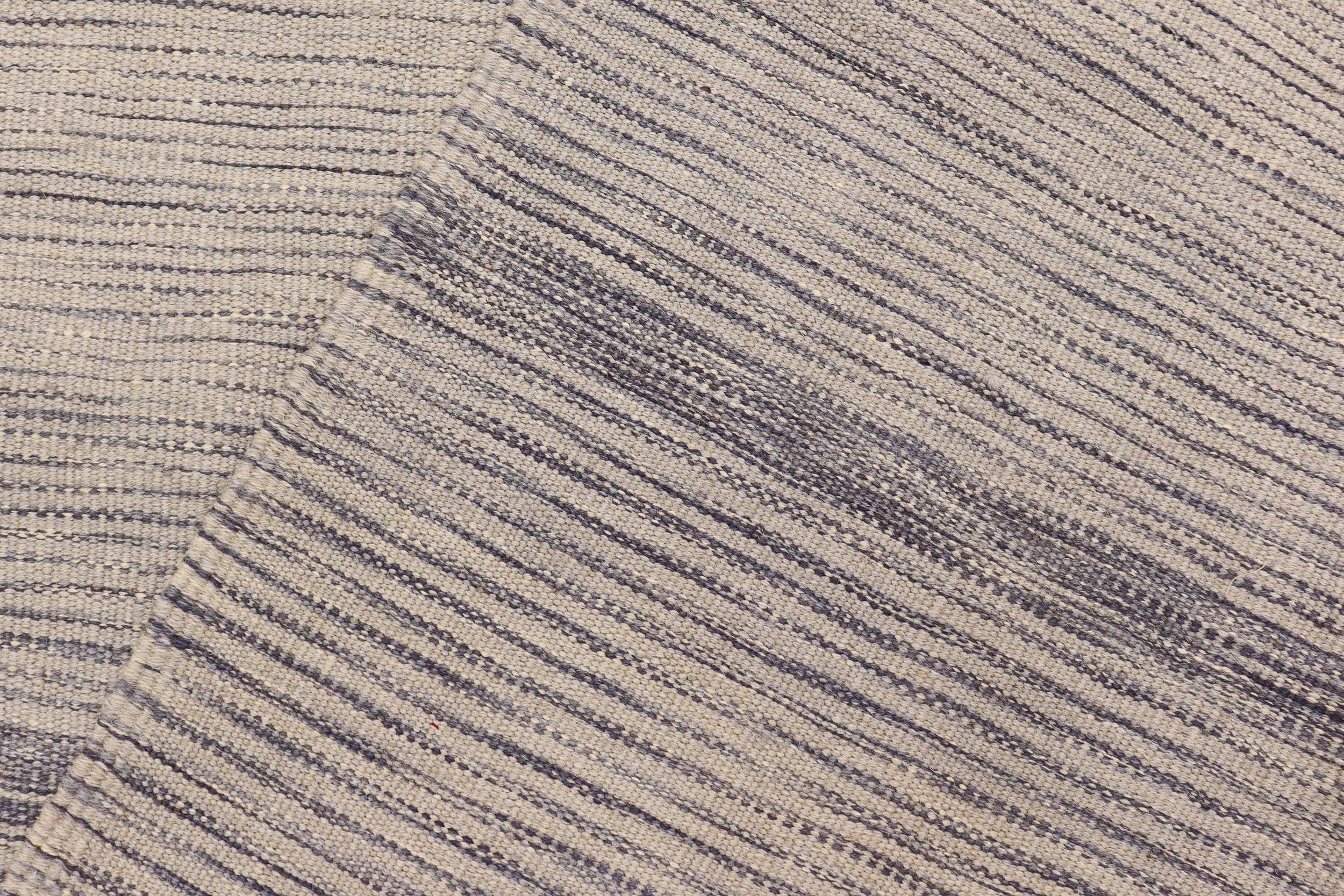 handmade Modern Kilim Gray Gray Hand-Woven RECTANGLE 100% WOOL area rug 6 x 8