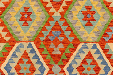 handmade Geometric Kilim Rust Blue Hand-Woven RECTANGLE 100% WOOL area rug 5 x 7