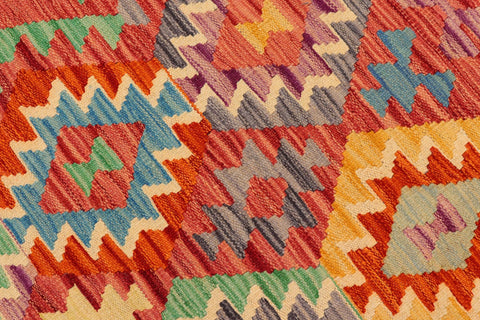 handmade Geometric Kilim Red Blue Hand-Woven RECTANGLE 100% WOOL area rug 5 x 7