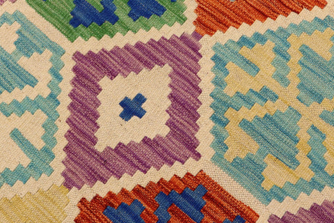 handmade Geometric Kilim Rust Blue Hand-Woven RECTANGLE 100% WOOL area rug 5 x 7