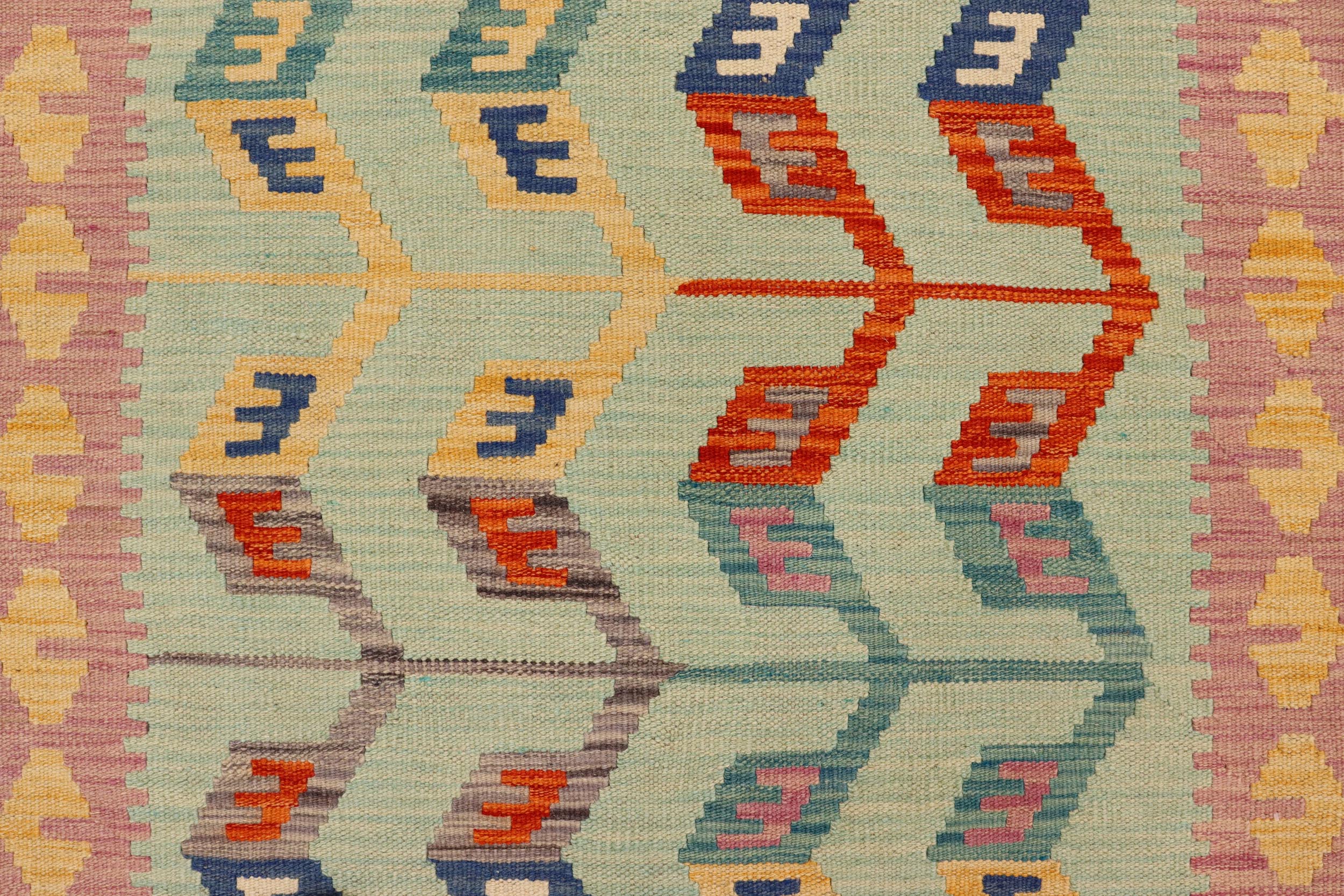 handmade Modern Kilim Blue Beige Hand-Woven RECTANGLE 100% WOOL area rug 4x6