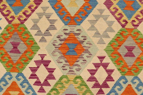handmade Geometric Kilim Beige Blue Hand-Woven RECTANGLE 100% WOOL area rug 5 x 7