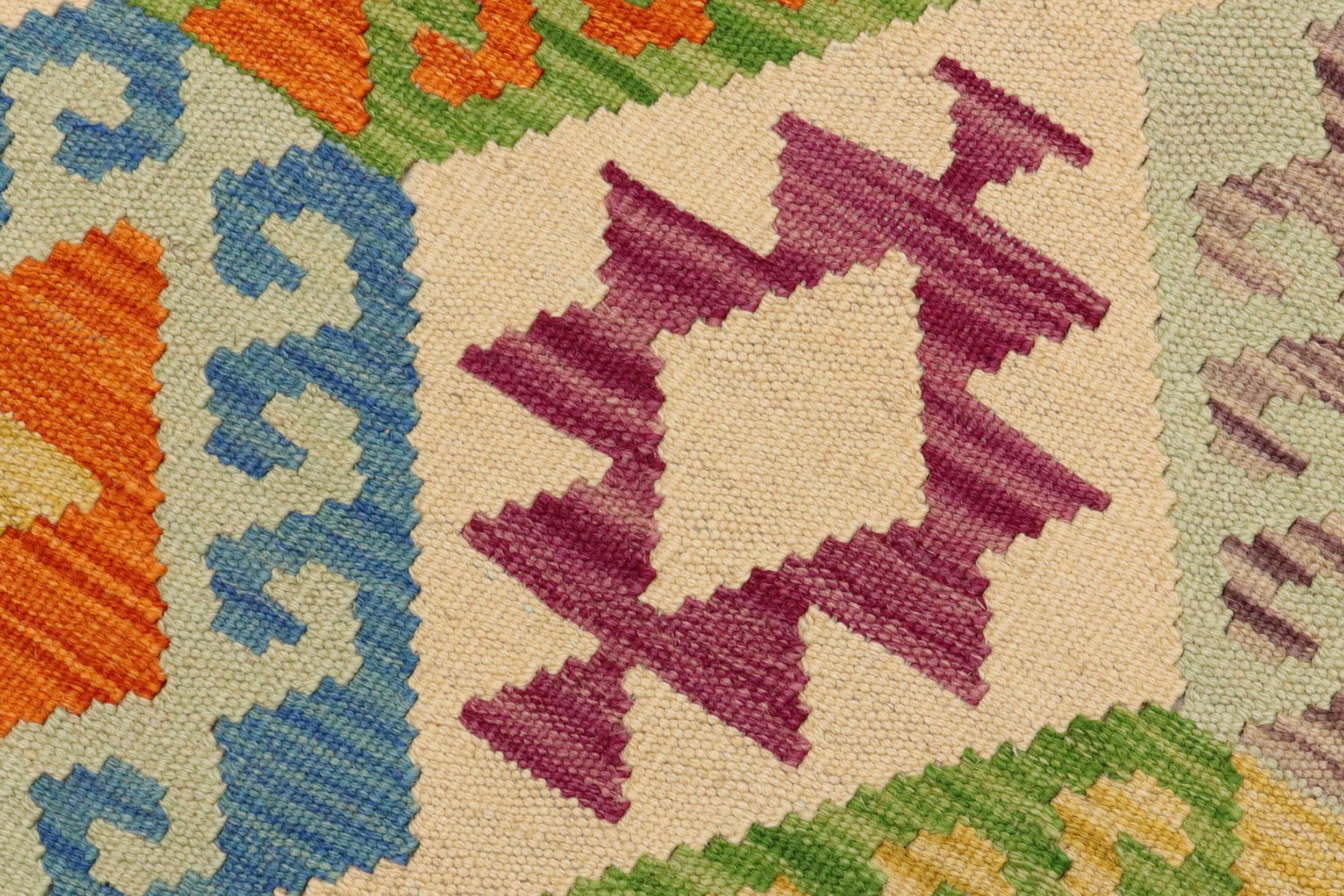 handmade Geometric Kilim Beige Blue Hand-Woven RECTANGLE 100% WOOL area rug 5 x 7