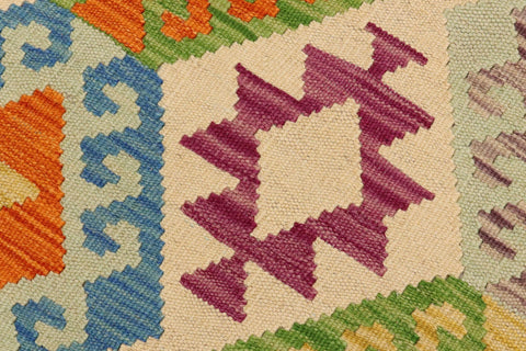 handmade Geometric Kilim Beige Blue Hand-Woven RECTANGLE 100% WOOL area rug 5 x 7