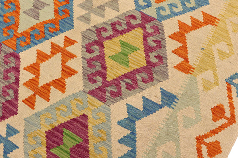 handmade Geometric Kilim Beige Blue Hand-Woven RECTANGLE 100% WOOL area rug 5 x 7