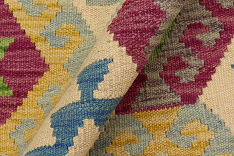 handmade Geometric Kilim Beige Blue Hand-Woven RECTANGLE 100% WOOL area rug 5 x 7