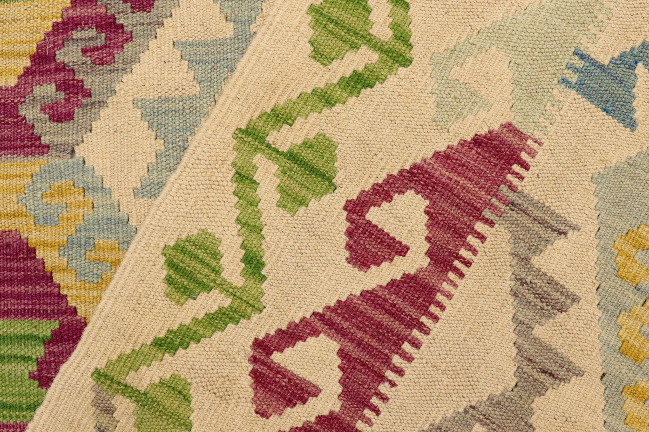handmade Geometric Kilim Beige Blue Hand-Woven RECTANGLE 100% WOOL area rug 5 x 7