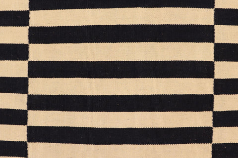 handmade Modern Kilim Beige Black Hand-Woven RECTANGLE 100% WOOL area rug 5 x 8