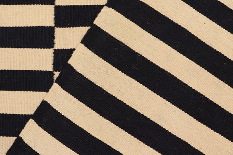 handmade Modern Kilim Beige Black Hand-Woven RECTANGLE 100% WOOL area rug 5 x 8