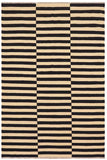 Flat Weave Kilim Antique Navaho Vintage handmade Modern Kilim Beige Black Hand-Woven Rectangle 100% Wool Area Rug 5x8 