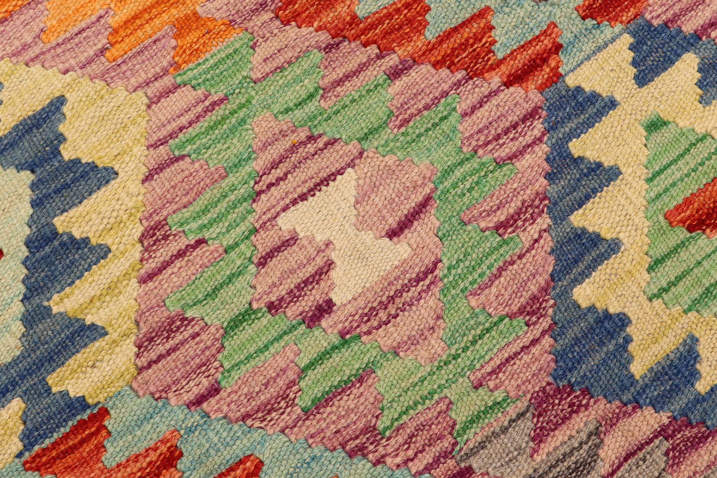 handmade Geometric Kilim Rust Gray Hand-Woven RECTANGLE 100% WOOL area rug 6 x 8