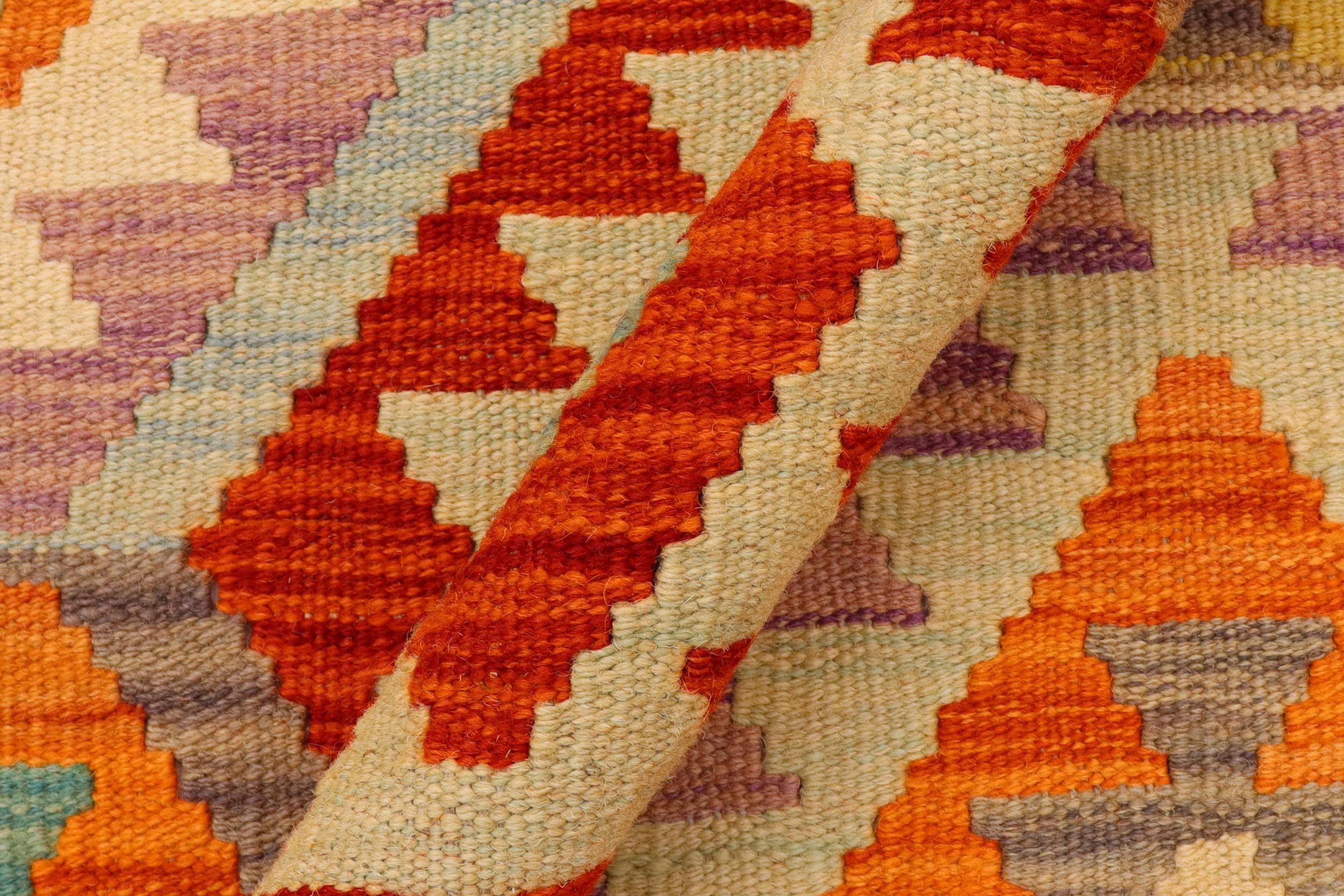 handmade Geometric Kilim Rust Blue Hand-Woven RECTANGLE 100% WOOL area rug 6 x 8