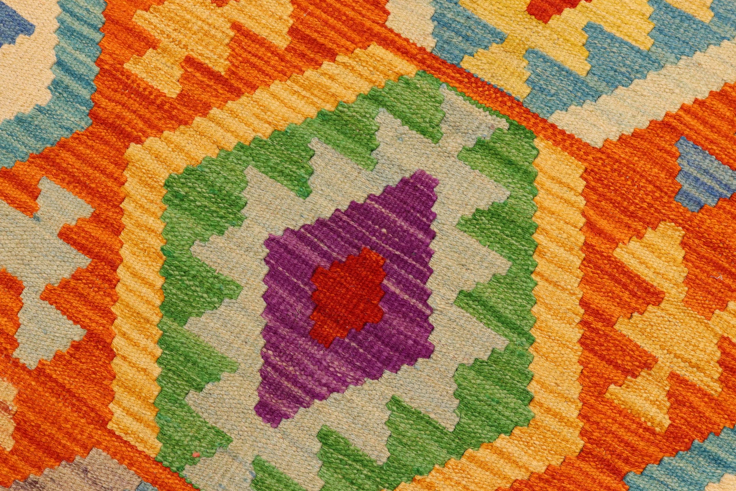 handmade Geometric Kilim Rust Beige Hand-Woven RECTANGLE 100% WOOL area rug 5x6