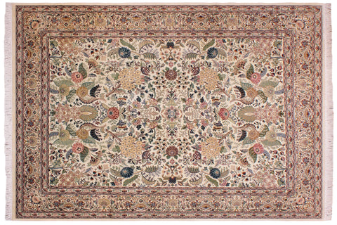 handmade Traditional Nagi Ivory Ivory Hand Knotted RECTANGLE 100% WOOL area rug 9x12