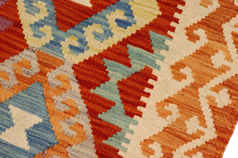 Flat Weave Kilim Antique Navaho Vintage handmade Geometric Kilim Rust Beige Hand-Woven Rectangle 100% Wool Area Rug 3x5 