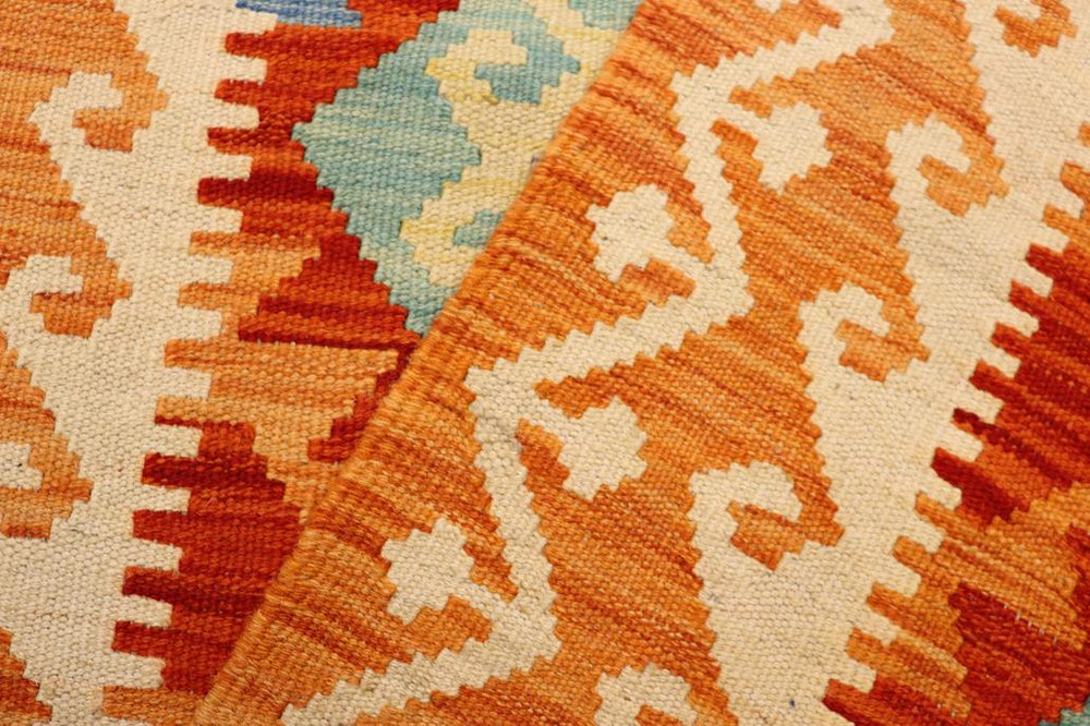 Flat Weave Kilim Antique Navaho Vintage handmade Geometric Kilim Rust Beige Hand-Woven Rectangle 100% Wool Area Rug 3x5 